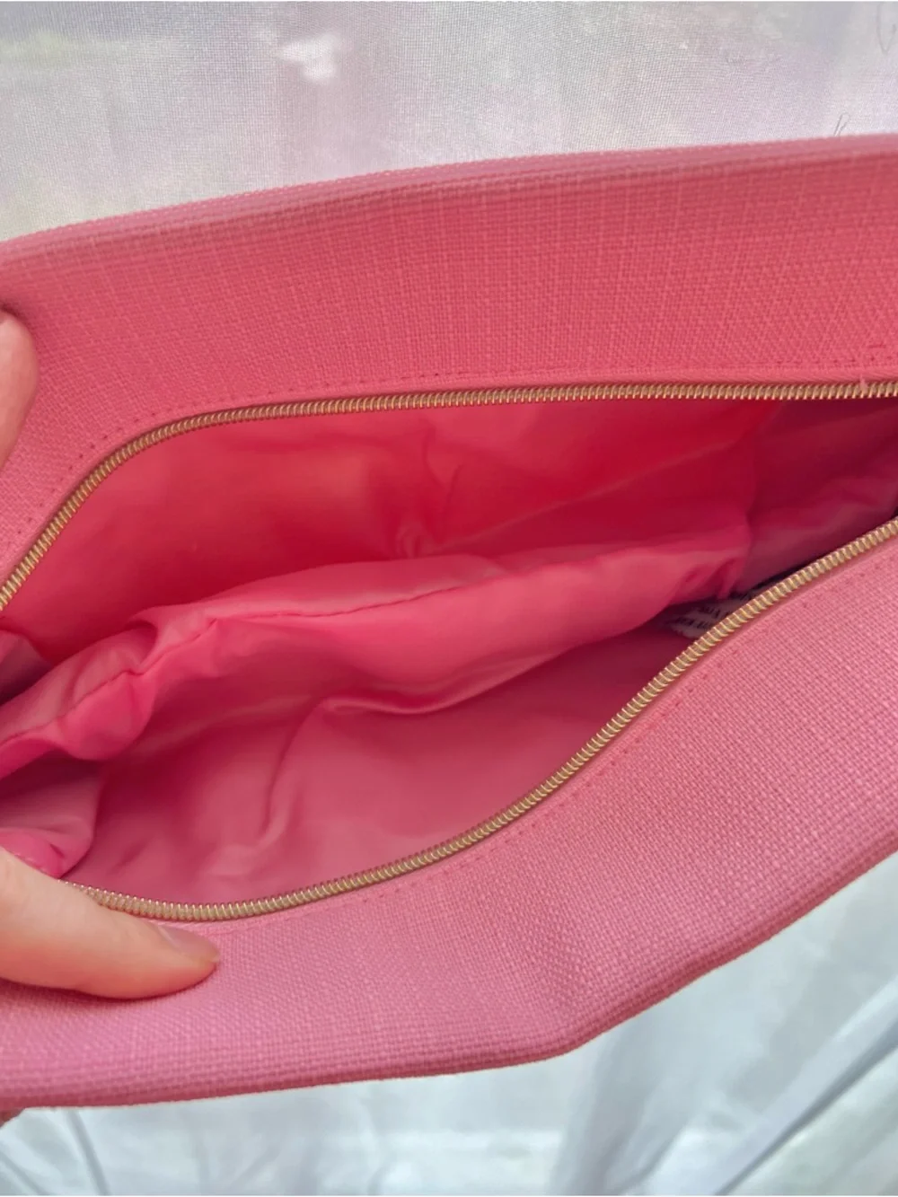 5 for 25⚡️Lancome Pink Fabric Cosmetic Travel Pouch with Gold Zip Pull
